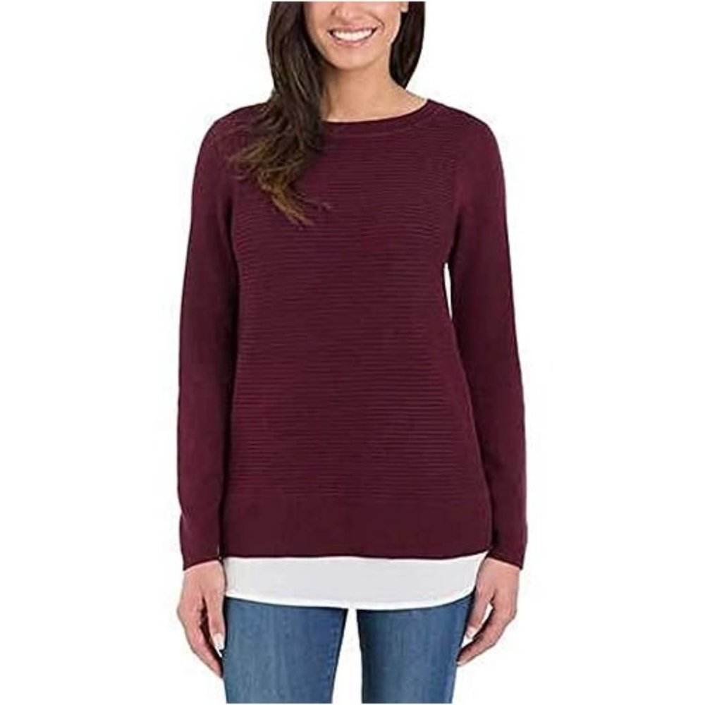 Ladies' Hilary Radley 2fer Sweater Women Wine, S
